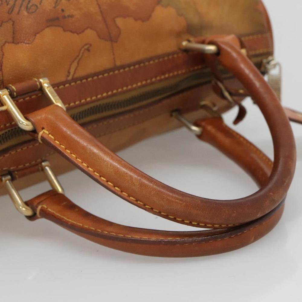 PRIMA CLASSE Hand Bag Leather PVC Brown Gold Auth gh134 - Picture 7 of 16